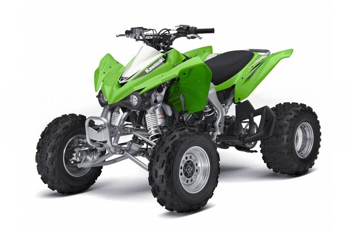 the kfx reg 450r is kawasakis sport atv flagship sitting low to the ground on
