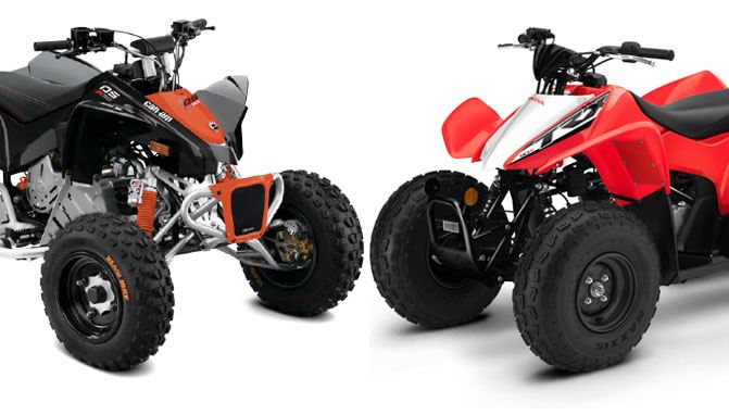 2020 can am ds 90 x vs 2020 honda trx90x by the numbers