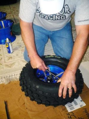 yamaha raptor 250 project part 2, When mounting these Motosport Alloys wheels be extra careful not to scuff the lip of the wheels up by rubbing against something hard like a tire iron or concrete