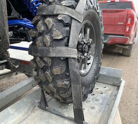 how to safely tie down a utv to a trailer, Tire Tie Down and Safety Chain