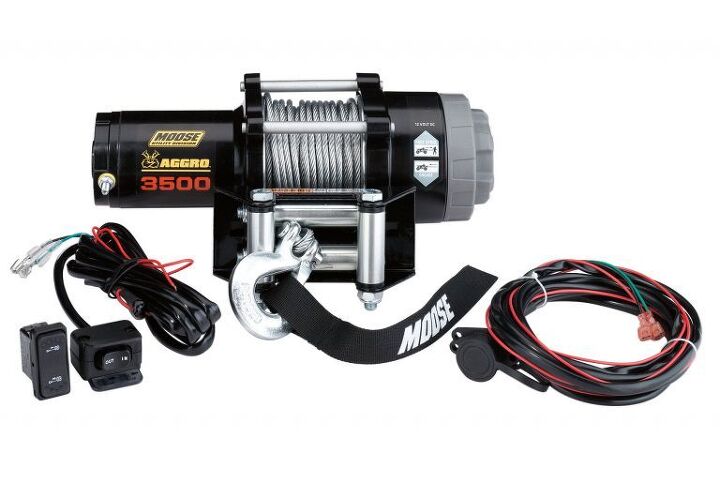 This 3500 lb Aggro winch from Moose Utility Division can be used for either ATVs or UTVs.