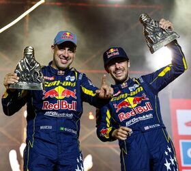 surprises and trophies at the dakar rally, Austin Jones with Gustavo Gugelmin celebrating at Dakar Photo Red Bull