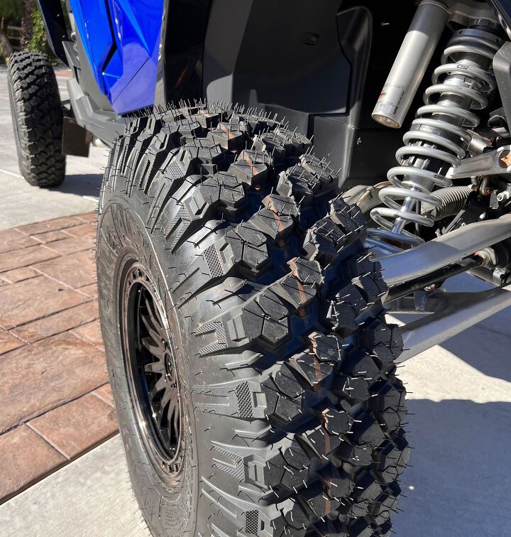 We ran the majority of this test on a 35 inch Valor Alpha tire, after having done some baseline runs with the stock Maxxis tires. It improved ride quality with both tire sets.