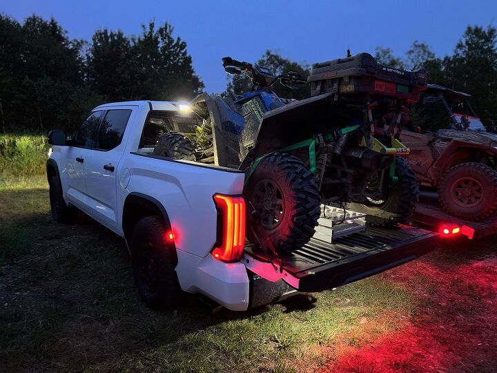 Some trucks, like the new Toyota Tundra TRD Pro, have excellent lighting for the cargo area and surrounding vicinity that can make loading up in the dark much less stressful. If you don't have this, a headlamp or lantern is a big help. Photo Credit: Ross Ballot