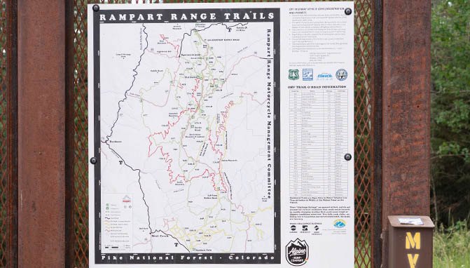 With over 200 miles of trails, the Rampart Range OHV area provides an excellent place to ride for everyone of all skill levels. There are also plenty of primitive camping sites to take advantage of as well. 